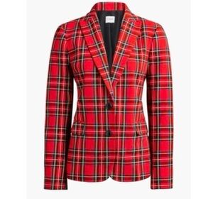 J Crew Factory Tartan Red Plaid 2 Button Blazer 16